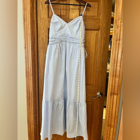 Express Light Blue & White Striped Maxi Dress with Pockets - Size Large - Picture 10 of 12